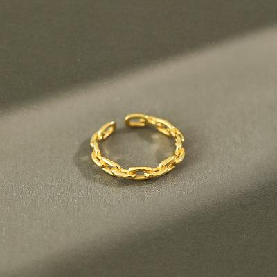 China New Design Trendy Gold Color 925 Sterling Silver Chain Open Ring Adjustable Chain Rings For Women for sale