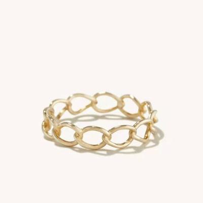 China Trendy Simple 18k Gold Plating Stainless Steel Link Chain Titanium Rings Hollow Out Circle Rings For Women for sale