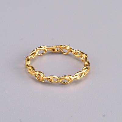 China Trendy Trendy Gold Plated Titanium Steel Link Chain Ring Simple Design Stainless Steel Link Crossed Chains for sale