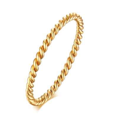 China Fashion 18K Gold Plating Stainless Steel Single Twist Lead Free Nickel Free Rings For Women Ladies for sale