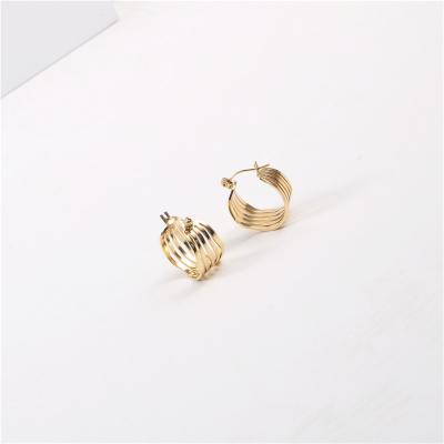 China Nickel Free Lead Free Fashion 18k Gold Plating Wide Cavity Stainless Steel Stud Earrings Flower Geometric Circle Earrings For Women for sale