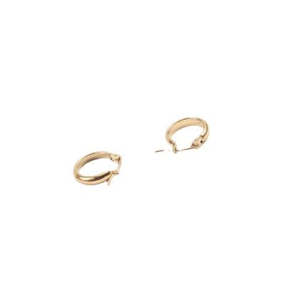 China Lead Free Nickel 18k Gold Plating Stainless Steel European Hoop Earrings Smooth Geometric Round Circle Earrings For Women for sale