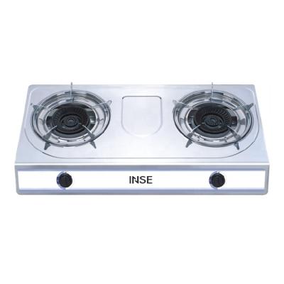 China Hotel Wholesale Price 2-E06 Stainless Steel 2 Burner Desktop Gas Cooker Gas Stove for sale