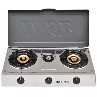 China Hotel Factory Price 303 3 Burner Stainless Steel Benchtop Gas Stove Gas Cookers for sale