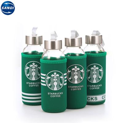 China Custom Gift Clear Coffee Glass Water Bottle With LOGO for sale