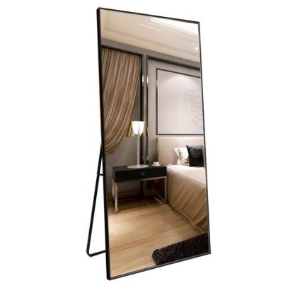 China Minimalist Wall Stone Frame Mirror For Living Room Aluminum Frame Floor Hanging Bathroom Wall Mirror for sale