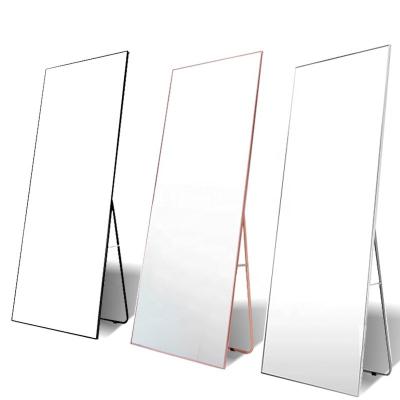 China Custom Decorative Minimalist Aluminum Frame Floor Bathroom Wall Mirror for sale