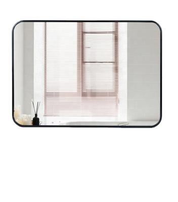 China Square Modern Rectangle Framed Wall Mirror Safe And Explosion Proof Minimalist Round Corner Metal Mirror For Bathroom for sale