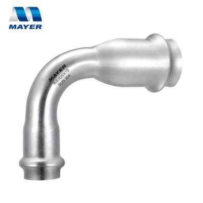 China Water Pipeline Stainless Steel Press Fit Reducing Elbow 90deg V Profile for sale