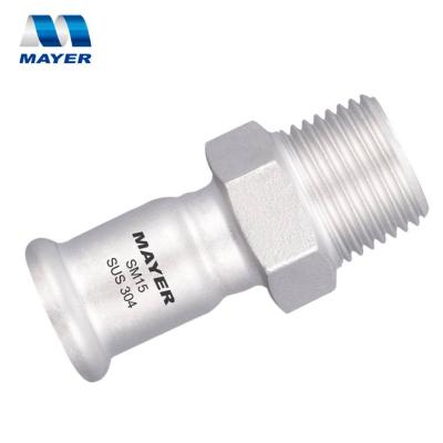 China Stainless Steel Fluid Tube Press Fittings M Profile Male Threaded Adapter for sale