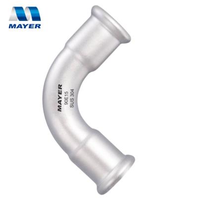 China SUS304 AISI 316L Liquid Sanitary Stainless Elbow 90 Degree Pipe Press Fitting Canton for sale