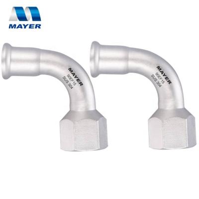 China Connect Pipes Stainless Press Fitting Female Thread M Type 90 Degree Bend for sale