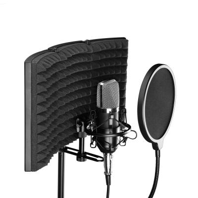 China Noise Canceling Studio Microphone Isolation Shield Sound Deadening Foam With Tripod Stand Condenser Microphone Studio Filter for sale