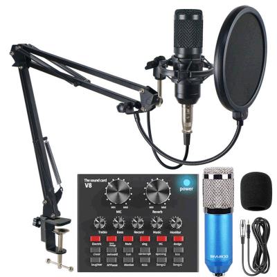 China Professional shock mount BOM 800 V8 sound card set studio bm800 condenser recording microphone for sale