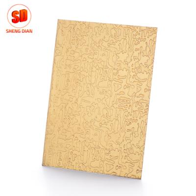 China Hot Decoration Products Wall Decoration Copper Plated Etching Ss316L 304 PVC Stainless Steel Sheet For Sale for sale