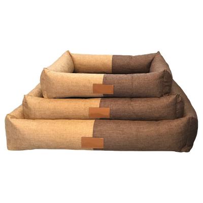 China Large Stocked Warm Dog Beds Foam Orthopedic With Removable Washable Pillow Cover Anti-Slip Bottom Pet Sofa for sale