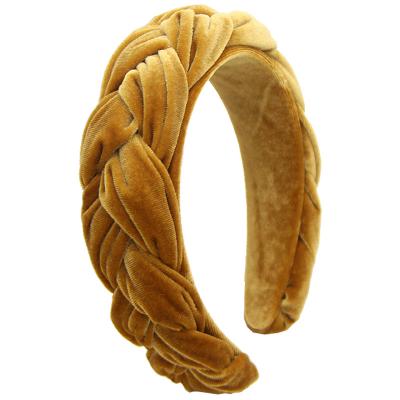 China European and American Creative Hairband Twist Eco-friendly High-end Popular Hairband Velvet Gold Border Headband New for sale