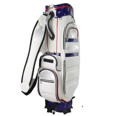 China Integral PU Way Dividers Justin Carrier Golf Bag Customized Logo Golf Carts Bags 6 With 2 Wheels for sale