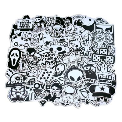 China 100PCS No Repetitive Waterproof Sunscreen Style Black And White Gothic Punk Stickers For Guita Phone Skateboard Laptop Luggage Car PVC Waterproof Stickers for sale