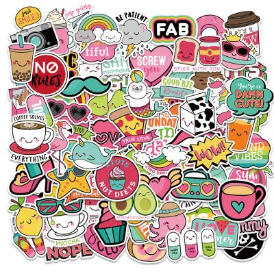 China No Repeating Waterproof Vinyl PVC Sunscreen 100PCS Cool Stickers New Cartoon Small B For Car Guitar Phone Water Bottle Luggage Skateboard Laptop Stick for sale