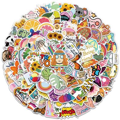 China No Repeating Waterproof Sunscreen 100PCS Not Repeating Small Fresh Cartoon Graffiti Stickers For Luggage Computer DIY Decorative Skateboard Water Bottle for sale