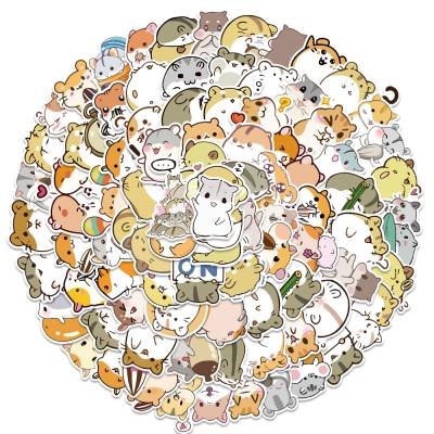 China No Sunscreen 100PCS Cartoon Repetitive Waterproof Cute Hamster Animal Stickers Small for Car Luggage Computer Helmet Water Bottle Skateboard Waterproof Laptop for sale