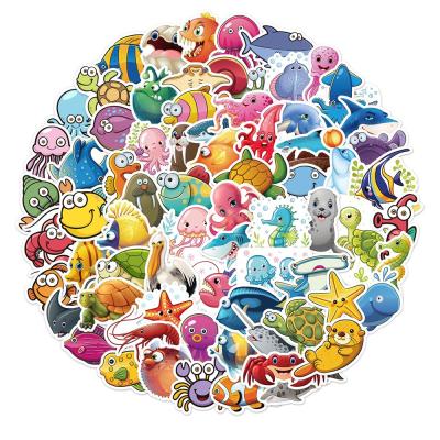 China No Repetitive Sunscreen Waterproof Cartoon Sea Animal Multicolor Cute kawaii 75PCS For Female Student Notebook Diary PhoneDIY Quality PVC Waterproof UV Stickers for sale