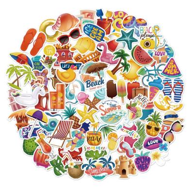 China No Repetitive Sunscreen 75PCS Beach Summer Waterproof Colorful Stickers For Toys Laptop PVC Waterproof Stickers for sale