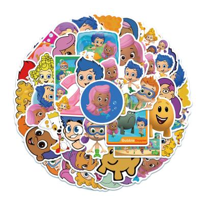 China No Repetitive Waterproof Sunscreen Cartoon Bubble Guppy Cute Animal Sticker 50PCS For Car Luggage Computer Helmet Water Bottle Skateboard Waterproof PVC for sale