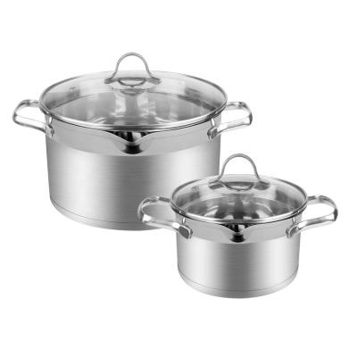 China Bottom Covered Frying Pan Capsule Cookware Sets Stainless Steel Stock Pot 4Pcs Utensils Induction Wholesale Wood Grain Viable Handle for sale