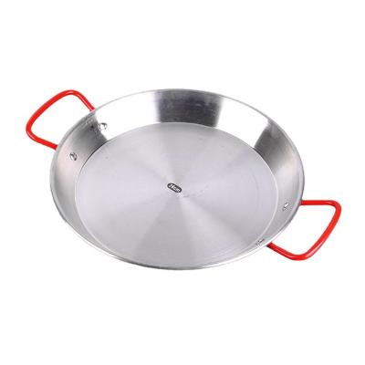 China Sustainable Wholesale Large Round 20cm Barbecue Cooking Stainless Steel Spanish Paella Pan With 2 Handles for sale