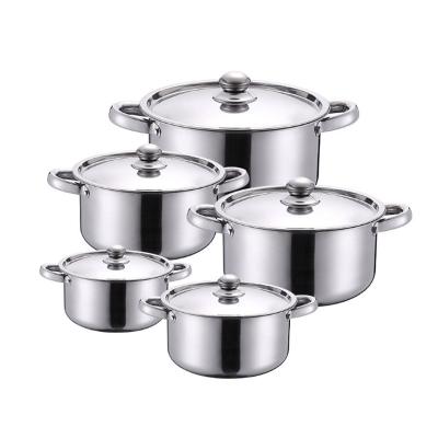 China Sustainable Kitchenware 5pcs Stainless Steel Cookware Set Cooking Pot Set for sale