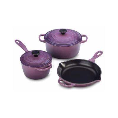 China Sustainable Multiple Colors Nonstick Cast Iron Enamel Cookware Pan And Pot Set for sale