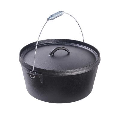 China Custom Cast Iron Dutch Oven Logo Viable Round Shape Camping Dutch Oven for sale