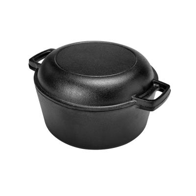 China Sustainable 5QT 2 in 1 Multifunctional Cast Iron Casserole for sale