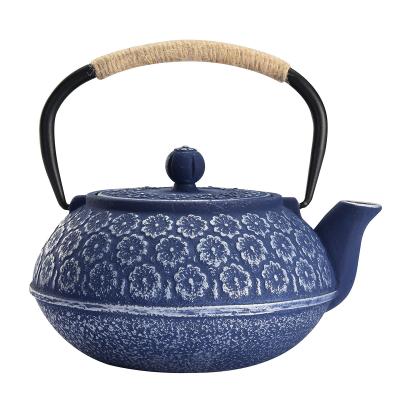 China Sustainable Enamel Metal Teapot Kettle Cast Iron Teapot With 304ss Stainless Steel Infuser for sale