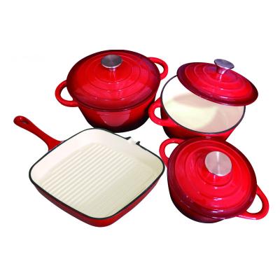 China Colorful durable non stick kitchenware enamel cast iron cookware set for sale