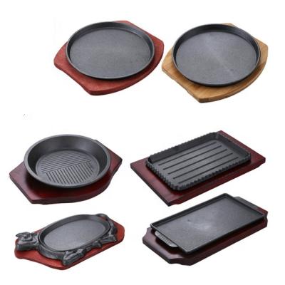 China Easily Assembled Cast Iron Oval Non-Stick Fry Pan and Roast Pan Set Sizzling Tray for sale