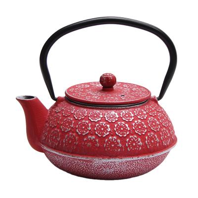 China Logo Iron Teapot China Water Teapot Sustainable Casting Blue Red Black Kettle With Infuser for sale