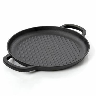 China Traditional Best Selling 12in Round Cast Iron Enamel Bake Roasting Pan BBQ Grill Pan for sale