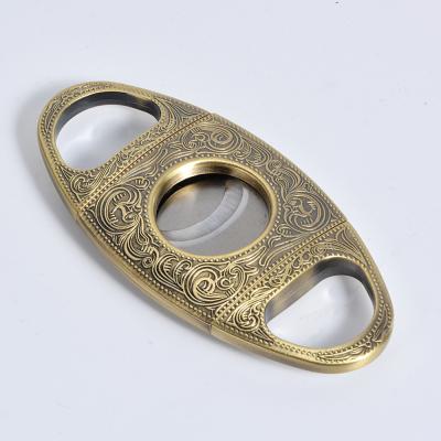 China High Quality Antique Silver Minimalist Custom Cigar Cutter Knife With Leather Bag For Portable Travel for sale