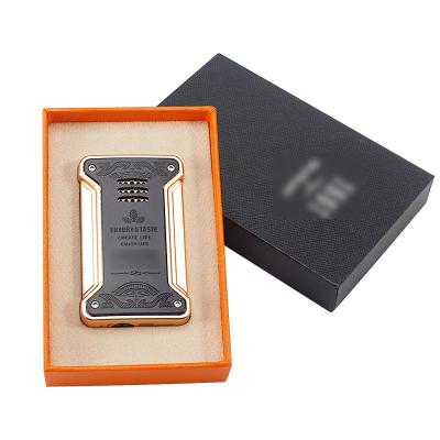 China Custom Outdoor Waterproof Refillable Lighter 7*4*1.8cm Reactors Flame Cigar Cigarette Lighter Zinc Alloy for sale