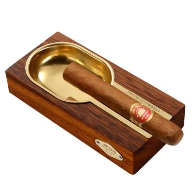 China Home Metal Ash Tray Outdoor Luxury Minimalist Wooden Cigar Ashtray 4 Holder Cigar Cigarette Ashtrays Tobacco Accessories for sale