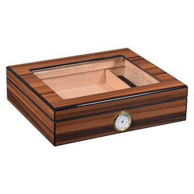 China Portable Travel Cigar Humidor with Cedar Wood Portable Humidor Box Cigar Case Humidifier Hygrometer Fit 25-50 Cigars Cabinet for sale