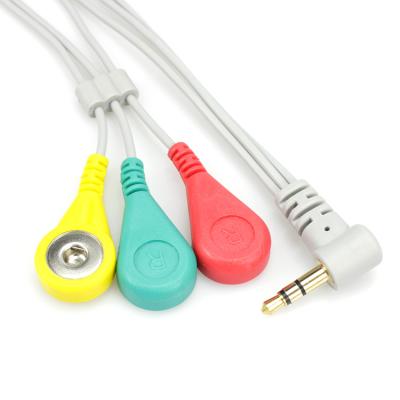 China PVC 3 Lead Medical Cable 3.5 Mm Right Angle Plug ECG Electrode Medical Adapter Cable for sale