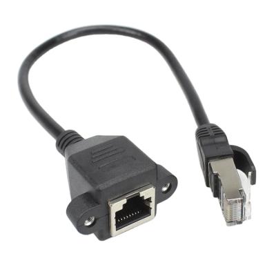 China Cable RJ45 Male To Female Screw 8 Panel Mount Ethernet Extension Cable for sale