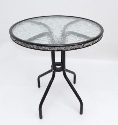 China Modern Wholesale Outdoor Glass Furniture Coffee Table Top Dining Table Bistro Braid Table for sale