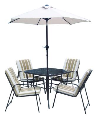 China Hot Sale Modern 6PCS Out Door Furniture Set Patio Garden Table and Chair Set Backyard Furniture with Umbrella for sale