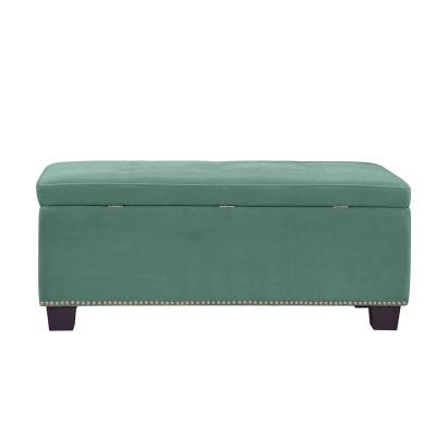 China Rectangle Ottoman Ottoman (Other) Living Room Stool Green Fabric Pouf Adjustable Bench Large Rectangle for sale