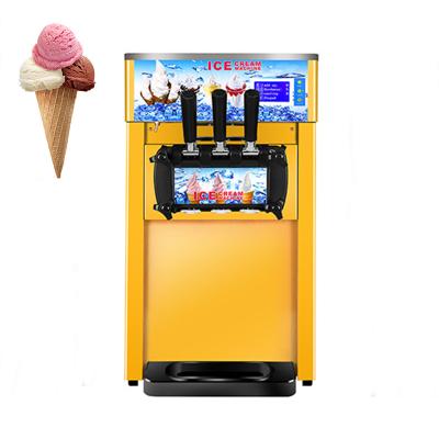 China Snack Factory 220V Commercial Three Color Table Top Soft Ice Cream Machine Vertical Ice Cream Machine Sweetener Intelligent Ice Cream Machine for sale